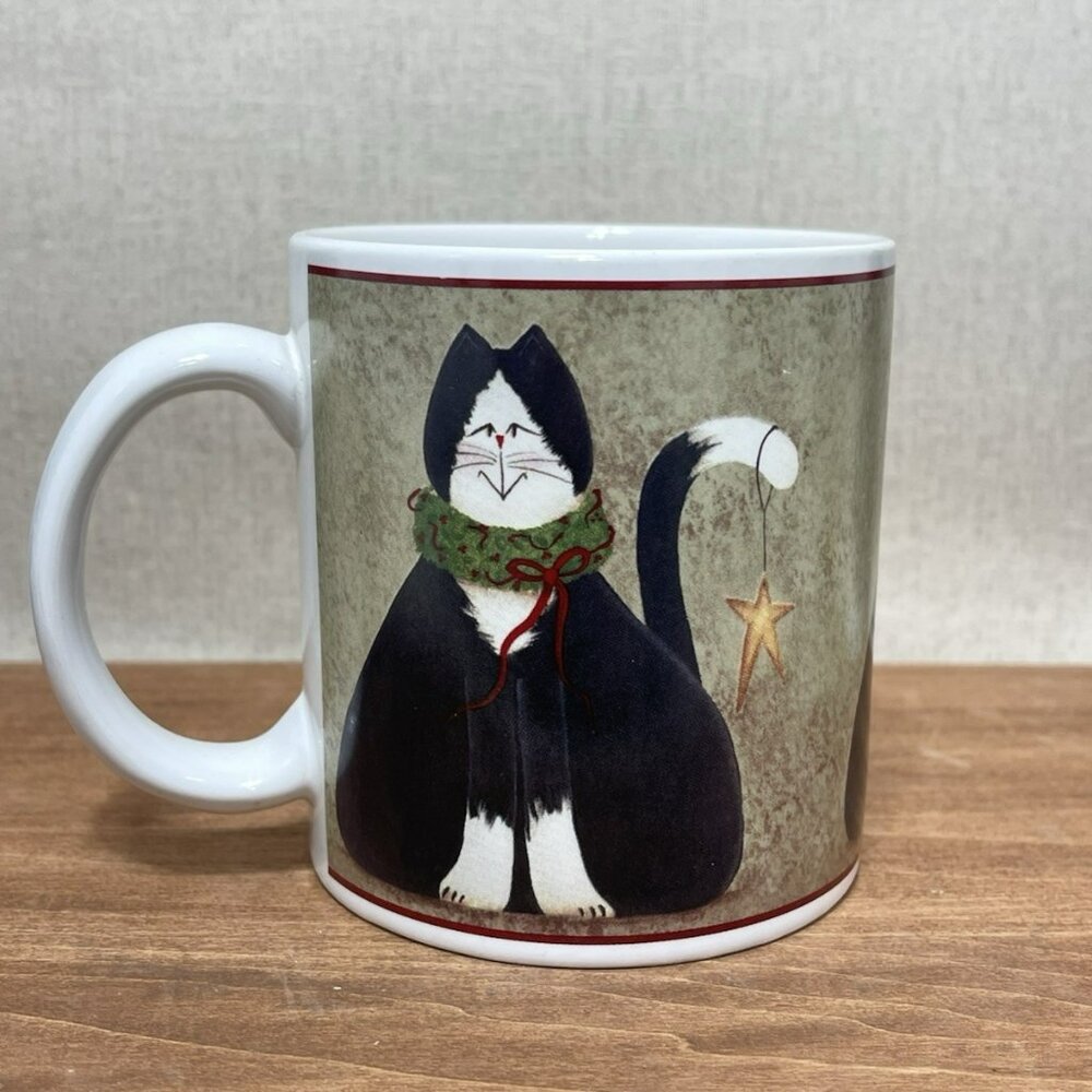 The Sakura Table Christmas Cats Fiddlestix Stoneware Mug Coffee Cup